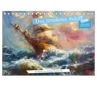Das trunkene Schiff mit Bildern im William Turner-Stil (Tischkalender 2026 DIN A5 quer), CALVENDO Monatskalender: Mit KI generierte Bilder im Stile ... Schiff" des Jean-Arthur Rimbaud bebildern.