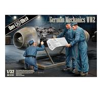 Das Werk DW32101 German Mechanics WW2 - Juego de 3 figuras en poses dinámicas (1:32, incluye planes técnicos)