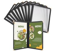 DASBET Portadas de menú A5, soporte para menú de restaurante, 2 páginas, 4 vistas, cubiertas de menú, carpeta de menús transparente, libro de menús transparente con protectores de esquina de metal