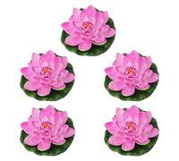 Dasbsug 5 flores artificiales flotantes de espuma con almohadilla de lirios de 6.7 pulgadas realistas para decoración de jardín, planta de agua artificial