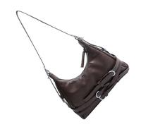 Dasbsug Bolso de hombro para mujer, elegante, cruzado, para otoño, invierno, axila, moderno, media luna, piel sintética, cruzado, para mujer, piel sintética, para otoño e invierno, café, One Size