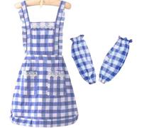 Dasbsug Delantal transpirable de mezcla de polialgodón con fundas desmontables para cocina profesional y catering, delantal de algodón con mangas