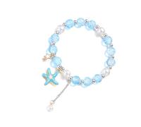 Dasbsug Simple Sea Inspired Sutil Star Fish Charm Accesorio elegante hecho a mano Accesorio de muñeca para uso diario, inspirado en la naturaleza, joyería para niñas, talla única, como se describe
