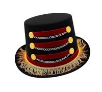 Dasbsug Sombrero clásico de magos con borlas de circo, accesorio de disfraz de espectáculo mágico para adultos