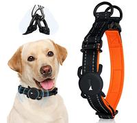 Dasbulk Collar para Airtag, Ajustable de Nylon Con Acolchado de Neopreno, Reflectante para Perros Pequeños y Medianos, Airtag No Incluido (M, Negro)