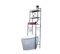 DASCK Estantería Organizadora sobre Inodoro WC, 3 Baldas, Metal, 47 x 25 x 155 cm, Negro o Blanco, Sin Taladro (Negro)