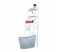 DASCK Estantería Organizadora sobre Inodoro WC, 3 Baldas, Metal, 47 x 25 x 155 cm, Negro o Blanco, Sin Taladro (Blanco)