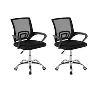 DASCK Pack 2 Sillas Oficina Ergonómicas - Malla Transpirable, Altura Ajustable, Ruedas 360°, Base Cromada, Negro