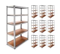 DASCK - Pack de 10 Estanterías Almacenaje Metálicas Galvanizadas 180x90x40 cm | 5 Baldas de MDF | 8750 kg de Carga combinada | Estantería Industrial para Garaje, Trastero, Taller, Oficina, Almacén