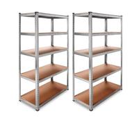 DASCK - Pack de 2 Estanterías Almacenaje Metálicas Galvanizadas 180x90x40 cm | 5 Baldas de MDF | 875kg de Carga | Estantería Industrial para Garaje, Trastero, Taller, Oficina, Almacén