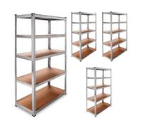DASCK - Pack de 4 Estanterías Almacenaje Metálicas Galvanizadas 180x90x40 cm | 5 Baldas de MDF | 875kg de Carga | Estantería Industrial para Garaje, Trastero, Taller, Oficina, Almacén