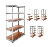 DASCK - Pack de 6 Estanterías Almacenaje Metálicas Galvanizadas 180x90x40 cm | 5 Baldas de MDF | 875kg de Carga | Estantería Industrial para Garaje, Trastero, Taller, Oficina, Almacén