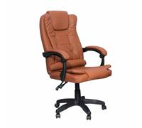 DASCK Sillón de Oficina Reclinable - Cuero Sintético Marrón, Altura Ajustable, Base Giratoria y Apoyabrazos Acolchados - Silla de Dirección Ergonómica
