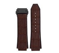 DASEB 25 * 19mm Cuero de vaca real de cuero de reloj de goma，Para Hublot Classic Fusion Universe Big Bang Series Hombres Cinturón Banda Banda Buckl Buckl(Brown black buckle)