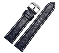 DASEB Banda de reloj de cuero genuina para Watch TicWatch 2 Relojes Correas de 20 mm Pins de liberación rápida(Blue white line,18mm)