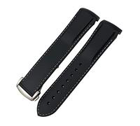 DASEB Banda de reloj de silicona de goma 19mm 20mm 21mm 22mm la conquista de hidroconques de para Longines VHP Correa de relojes deportivos impermeables(Black white,20mm)