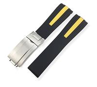 DASEB Bandas de reloj de goma de silicona de 20/21mm deportes adecuados para IWC Marcos EL PEQUEÑO PRÍNCIPE Grande PILOTO Accesorios de reloj Spitfire TimeZone(Black yellow line,19mm)