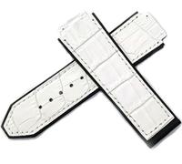 DASEB Correa de reloj de cuero, para Hublot Series, correa deportiva de 25mm, repuesto de correa de reloj negra y azul, accesorios para reloj(White,25-19mm)