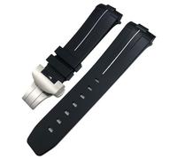 DASEB Correa de reloj de goma de silicona suave natural, negra, verde, 24mm, apta para Panerai PAM00111/441, pulsera resistente al agua con hebilla de mariposa(Black White,Black Buckle-24mm)