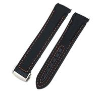 DASEB Correa de reloj de silicona y nailon de alta densidad para Omega GMT Planet Ocean Seamaster Diver 300 extremo curvado 19 mm 20 mm 21 mm 22 mm correa de reloj naranja(Black orange line,21mm)