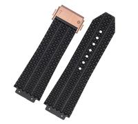 DASEB FKM Correas de Reloj de Fluorosilicona, para HUBLOT BIG BANG Silicona 25 * 17 mm 26 * 19 mm Correa de Reloj Impermeable para Hombres Reloj de Cadena Pulsera de Goma(K Black-rosegold,25-17mm)