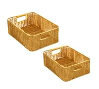 Dasellfa Cestas Organizadoras Cesta Almacenaje, 2 Sets De Cesta Mimbre De Pp ImitacióN Mimbre De Rayas De Sauce para Almacenaje BañO Organizador Bebe Cesta Pan