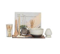 Dasellfa Te Matcha Kit 8 Piezas, Con Cuenco Matcha, Batidora de Mano De Matcha, Soporte, Chasen Bambu Matcha, Portacucharas, Matcha Ceremonial, Tamiz Para Matcha Para Amantes el Matcha (marrón)