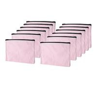 Dasertoe 12 bolsas de maquillaje de lona rosa, grandes cosméticos con más cremallera de colores, de cremallera de lona, estuche para lápices, DIY, Rosa., 12er Pack