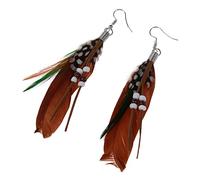 Dasertoe 1par de Aretes de Pendiente de Cuentas de Plumas de de Estilo de exotico de (Cafe)