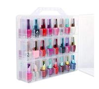 Dasertoe Bolsa de almacenamiento para uñas, portátil, transparente, doble cara, caja para 48 con separador ajustable, para ahorrar espacio