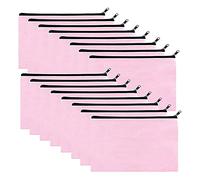 Dasertoe Pack de 16 bolsas de maquillaje de lona rosa, grandes cosméticos con cremallera de , de cremallera de lona, estuche para lápices, DIY, Rosa., 16er Pack