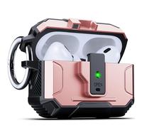 DASFOND Armor - Funda rígida para auriculares Airpods Pro 2, grado militar, protección completa a prueba de golpes, soporta carga inalámbrica con llavero, tapa magnética, LED frontal visible, color