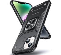 DASFOND Funda para iPhone 15, Funda Protectora para teléfono móvil Golpes de Grado Militar Anillo de Metal Mejorado [Montaje magnético de Soporte] Compatible con iPhone 15 6.1'', Negro