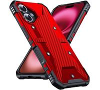 DASFOND Funda para iPhone 16，[2 en 1] [Prueba anticaída de 12 pies] Funda de protección Resistente, súper Militar, a Prueba de Golpes, Ligera, Protectora Compatible con iPhone 16, Rojo