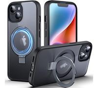 DASFOND Support Magnétique Funda pour iPhone 14/13, 2023 mis niveau [Tout-en-1] [Compatible MagSafe Invisible Ring Kickstand Transparent Matte Cover Military Shockproof Ultra Slim Case,