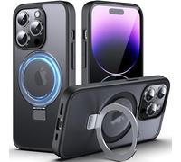 DASFOND Support Magnétique Funda pour iPhone 14 Pro, 2023 mis niveau [Tout-en-1] [Compatible MagSafe Invisible Ring Kickstand Transparent Matte Cover Military Shockproof Ultra Slim Case,