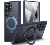 DASFOND Support Magnétique Funda pour Samsung S24 Ultra, 2024 mis niveau [Tout-en-1] [Compatible MagSafe Invisible Ring Kickstand Transparent Matte Cover Military Shockof Ultra Slim Case, Púrpura