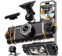 Dash CAM Coche 1080P 4 Canales 360° Cámara Delantera y Trasera - Pantalla IPS de 3" Camara Vigilancia Coche con Visión Nocturna Infrarroja, Ángulo 170°, WiFi App, Grabación Loop, Dashcam para Coche