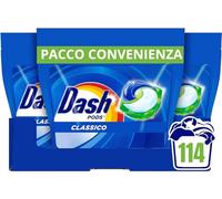 Dash Pods Detergente Lavadora en Cápsulas, 114 Lavados, Clásico Fresco, Elimina Las Manchas, Eficaz En Frío Incluso Y En Ciclos Cortos