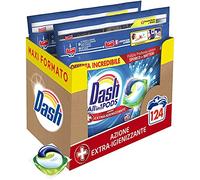 Dash Pods - Detergente para lavadora en cápsulas, 124 lavados (2 x 62), acción desinfectante, tamaño grande, para un limpio desinfectado, eficaz incluso a baja temperatura