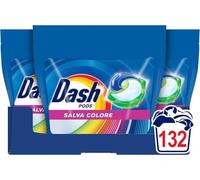 Dash Pods Detergente para lavadora en cápsulas, 132 lavados (44 x 3), ahorra color, mantiene vivos los colores, eficaz incluso en frío y en ciclos cortos