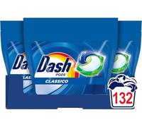 Dash Pods - Detergente para lavadora en cápsulas, 132 lavados (44 x 3), clásico, elimina las manchas, eficaz incluso en frío y en ciclos cortos