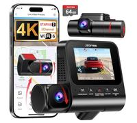 Dashcam 3 Canales STARVIS 2 y HDR - Dashcam Cámara Coche 4K Frontal, Camara vigilancia Coche 1080P Interior y Trasero,WiFi 6,GPS,G-Sensor,vigilancia del estacionamiento Las 24 Horas, Tarjeta de 64GB