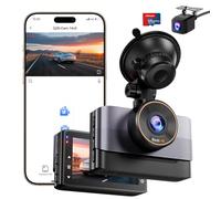 Dashcam, 4K+1080P WiFi Dash CAM Coche, Pantalla IPS de 3" Camara Coche Grabadora con Tarjeta SD 64GB, 170° Gran Angular, Visión Nocturn WDR, Sensor G, Soporta Modo Parking 24H, Grabación en Bucle