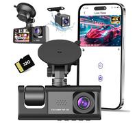 Dashcam 4K,3 Channels for Car,WiFi Camera Car Recorder with 32G Card,Super Vision, Large 170°, App Control, G-Sensor, Parking Monitor, Loop Recording