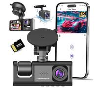 Dashcam 4K,3 Channels for Car,WiFi Camera Car Recorder with 32G Card,Super Vision, Large 170°, App Control, G-Sensor, Parking Monitor, Loop Recording