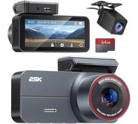 Dashcam Camara Coche 2.5K QHD 3.39 IPS, Coche para cámara Delantera y Trasera con Tarjeta Gratuita de 64 GB | 160° Gran Angular visión Nocturna, Modo de Aparcamiento 24H y Sensor G