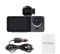 DashCam - Cámara frontal trasera e interior para coche, grabadora de vídeo para coche, grabadora de vídeo para coche, 1080P, cámara DVR, cámara de salpicadero frontal y trasera