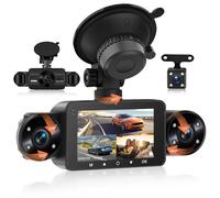 Dashcam para Coche 4 Canales 360°, 4 1080P Delantera y Trasera Izquierda Derecha, Dash CAM de 3 Pulgadas 1080P Visión Nocturna 8 IR/Vídeo en Bucle/24H Monitor/G-Sensor/Asistente de Marcha Atrás