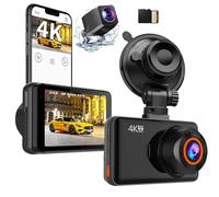 Dashcam para coche, 4 K+1080P, cámara delantera trasera para coche, WiFi Dash Cam con tarjeta SD de 64 GB, cámara dual para coche con visión nocturna, gran angular de 170° WDR, sensor G, grabación en